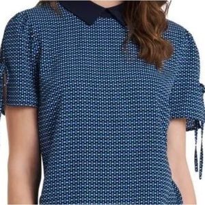 CeCe Geo Print Collard Deep Marine Top - size medium - perfect condition